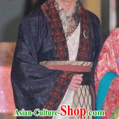 Ancient Chinese Chunqiu Time Imperial Emperor Costumes and Crown Complete Set