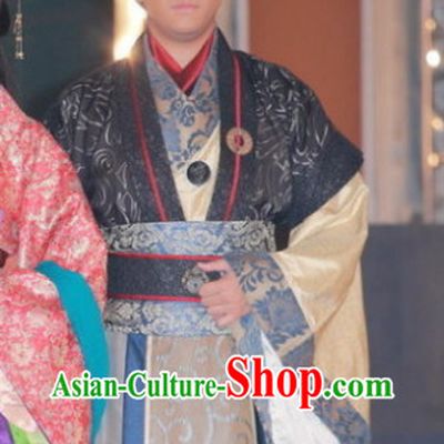 Ancient Chinese Chunqiu Time Imperial Prince Costumes and Crown Complete Set