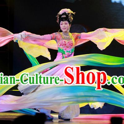Ancient Chinese Imperial Palace Empress Dance Costumes and Headwear Complete Set