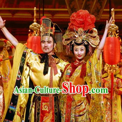 Emperor and Empress Clothing and Headwear 2 Complete Sets for the Bride and Bridegroom