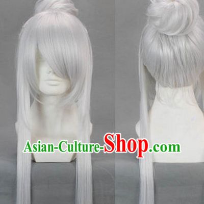 Ancient Chinese White Long Wig for Men
