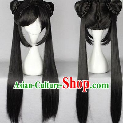 Chinese Classic Black Hanfu Wig for Girls