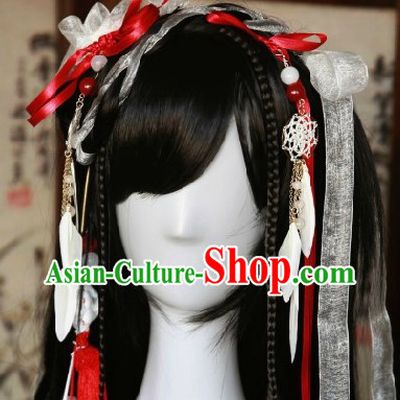 Chinese Classic Black Guzhuang Hanfu Wig and Hair Accessories for Girls