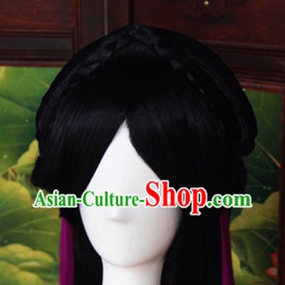 Black Cosplay Fairy Wig and Hair Jewelry for Girls
