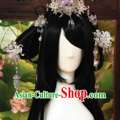 Ancient Chinese Imperial Palace Long Wig and Hair Accessories