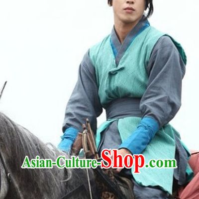 Ancient Korean Knight Costumes and Headwear Complete Set for Men