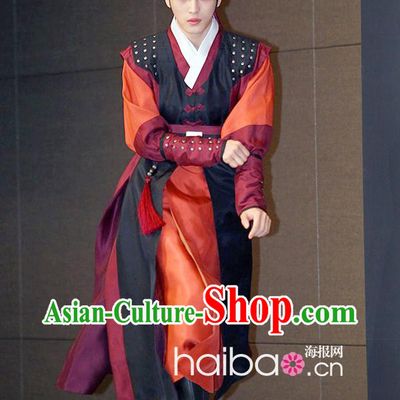 Ancient Korean Swordman Costumes and Headwear Complete Set