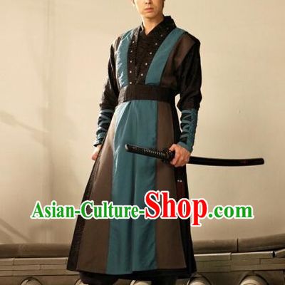 Traditional Korean Swordman Costumes and Headwear Complete Set