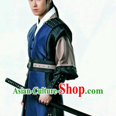 Korean Traditional Swordman Outfits and Headwear Complete Set