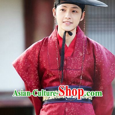Ancient Korean Red Clothes and Black Hat Complete Set