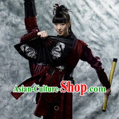 Ancient Korean Black Swordwoman Costumes Complete Set