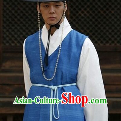 Traditional Korean Male Costumes and Hat Complete Set