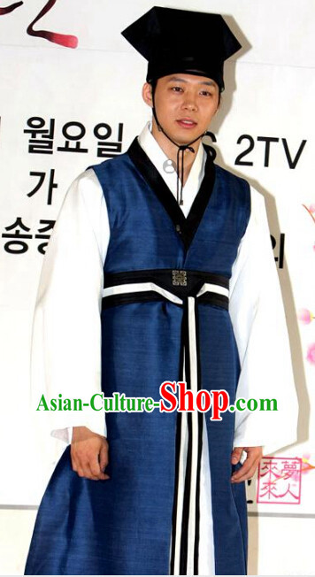 Ancient Korean Scholar Costumes and Hat Complete Set