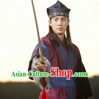 Ancient Korean Swordman Clothes and Hat Complete Set