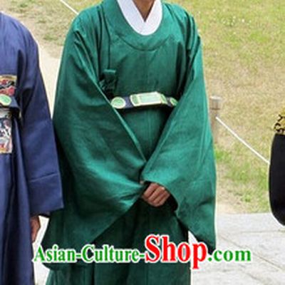Ancient Korean Official Green Costumes and Hat Complete Set