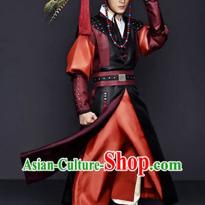 Traditional Korean Swordman Costumes and Hat Korean Male Warrior Costume National Costume of Korea