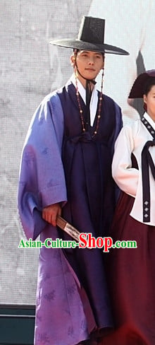 Korean Traditional Young Man Clothes and Hat Complete Set