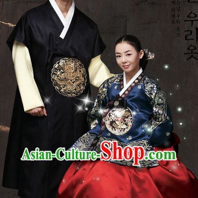 Korean Traditional Husband and Wife Tang Style Clothes 2 Sets