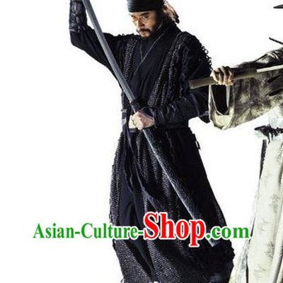 Traditional Korean Black Swordman Costumes and Headwear