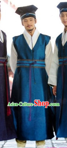 Traditional Korean National Costumes and Hat for Men