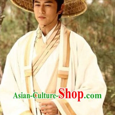 Chinese Traditional Historical Jiang Ziya Hanzhuang Costumes and Hat for Men