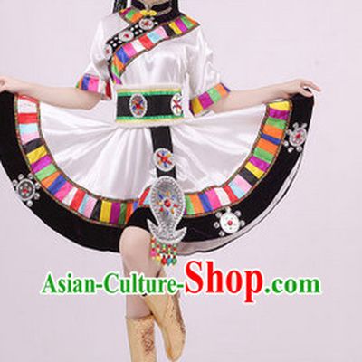 Traditional Tibet Dance Costumes and Headwear for Girls
