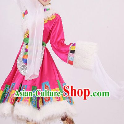 Big Festival Celebration Stage Tibetan Dancing Costumes and Headwear for Girls