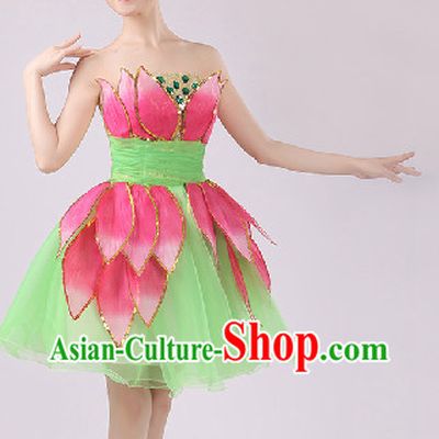 Enchanting Effect Lotus Dance Costume and Headwear Complete Set for Women 1