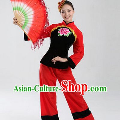 Traditional Chinese Folk Dancing Costumes and Headwear Complete Set for Women 3