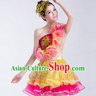 Enchanting Effect Folk Dance Costumes and Headwear Complete Set for Women 3