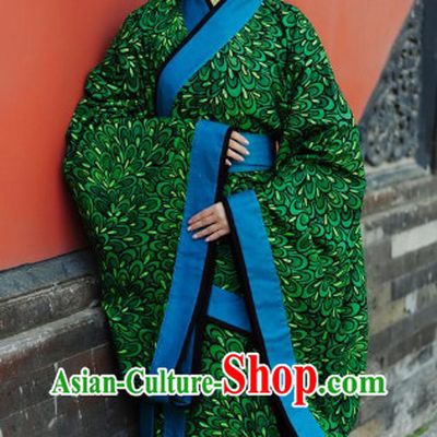 Han Dynasty Peacock Feather Pattern Traditional Clothes for Women
