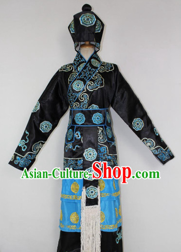Ancient Stage Opera Male Hero Embroidered Costumes and Hat