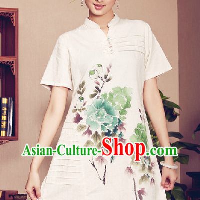 Traditional Chinese Hands Painted Mandarin Shirt for Women