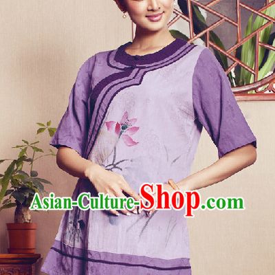 Hands Painted Mandarin Traditional Lotus Clothing for Women