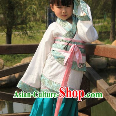 Standard Traditional Hanfu Outfits and Hair Accessories for Kids