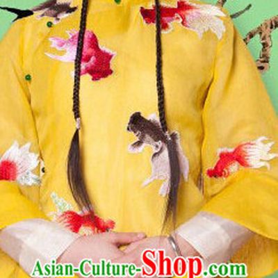 Traditional Chinese Mandarin Goldfish Embroidery Clothes for Girls