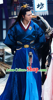 Ancient Chinese Handsome Lanling King Costumes and Headwear Complete Set