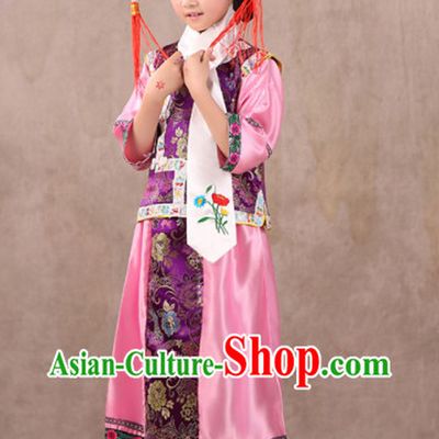 Qing Dynasty Princess Costume and Headwear for Children