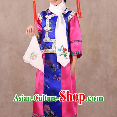 Qing Dynasty Princess Dresses and Headwears for Children
