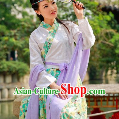Traditional Chinese Fan Dancewear and Headwear Complete Set for Women