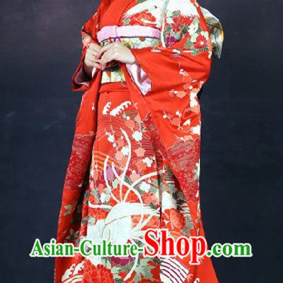 Classical Japanese Furisode Kimono 16 Pieces Complete Set for Women
