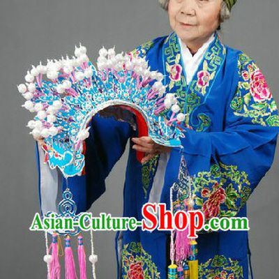 Peking Opera Embroidered Old Woman Costumes Long Robe