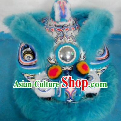 Blue Color Supreme Long Wool Hok San Lion Dance Costume Complete Set