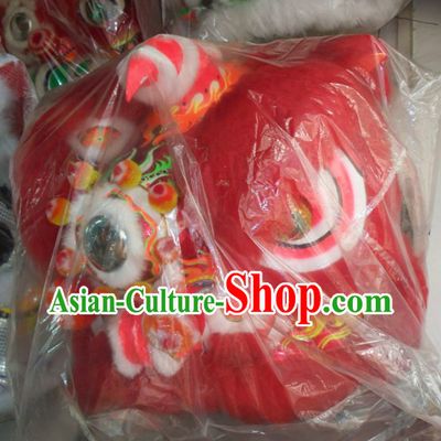 Red Wool Traditional Chinese Fut San Lion Dance Costumes Complete Set