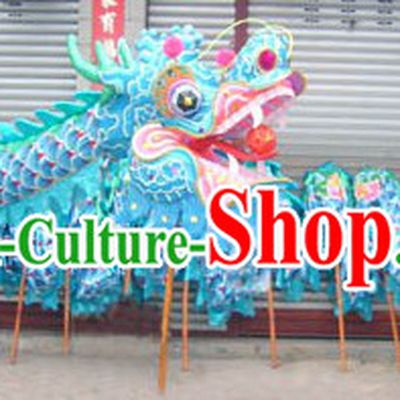 Blue Color Handmade China Chongqing Dragon Dancing Costumes Complete Set