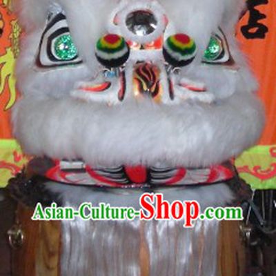 White and Black Ceremonial Hok San Lion Dance Costumes Complete Set