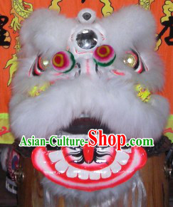 White Wool Ceremonial Fut San Lion Dance Costumes Complete Set