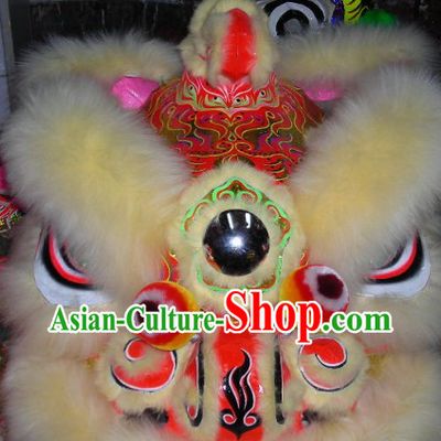 Chinese Lunar New Year Parade Long Wool Lion Dance Costumes Complete Set