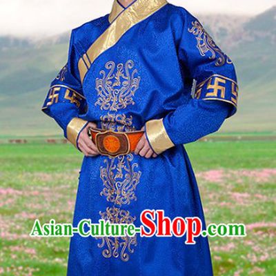 Ancient Chinese Genghis Khan Mongolian Emperor Clothing and Hat for Men