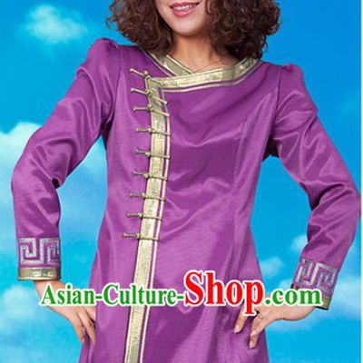 Traditional Chinese Mongolian Purple Blouse for Women